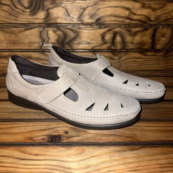 SAS Roamer Sage‎ Womens 11.5 Narrow Mary Jane Comfort Khaki Suede Leather NEW - Picture 1 of 9